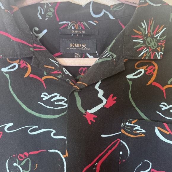 Roark Gonzo Creatures Print Short Sleeve Button Down Mens Shirt XXL Outdoor - Picture 3 of 4
